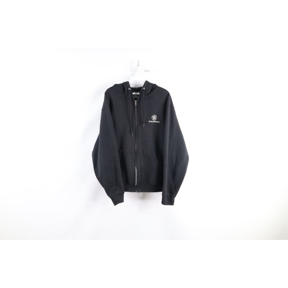 Smith & Wesson Mens Medium Distressed Spell Out Full Zip Hoodie Sweatshirt Black